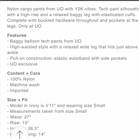 UO Jana 2023 Nylon Ballon Pants Sz Small , NIP BRAND NEW SOLD OUT 💕 - Picture 11 of 11